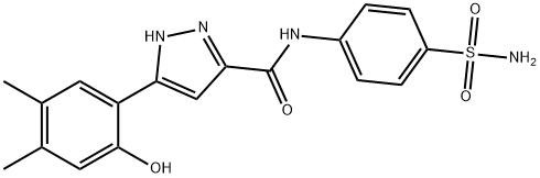 N-[4-(aminosulfonyl)phenyl]-3-(2-hydroxy-4,5-dimethylphenyl)-1H-pyrazole-5-carboxamide 구조식 이미지