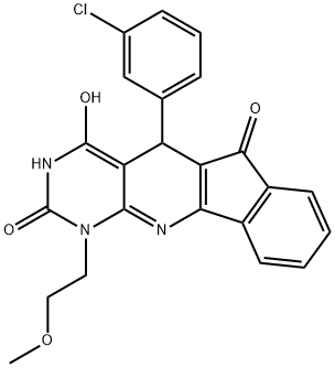 5-(3-chlorophenyl)-4-hydroxy-1-(2-methoxyethyl)-1H-indeno[2',1':5,6]pyrido[2,3-d]pyrimidine-2,6(3H,5H)-dione Structure