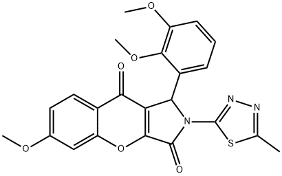 1-(2,3-dimethoxyphenyl)-6-methoxy-2-(5-methyl-1,3,4-thiadiazol-2-yl)-1,2-dihydrochromeno[2,3-c]pyrrole-3,9-dione 구조식 이미지