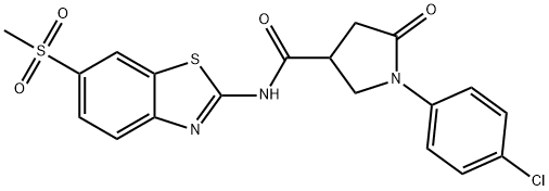 1-(4-chlorophenyl)-N-[6-(methylsulfonyl)-1,3-benzothiazol-2-yl]-5-oxopyrrolidine-3-carboxamide 구조식 이미지