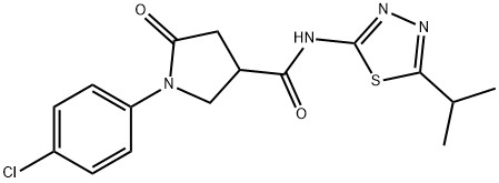 1-(4-chlorophenyl)-5-oxo-N-[5-(propan-2-yl)-1,3,4-thiadiazol-2-yl]pyrrolidine-3-carboxamide 구조식 이미지