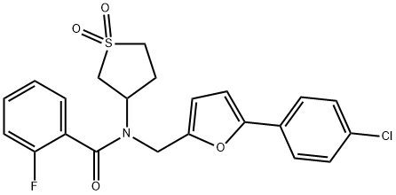 N-{[5-(4-chlorophenyl)-2-furyl]methyl}-N-(1,1-dioxidotetrahydro-3-thienyl)-2-fluorobenzamide Structure