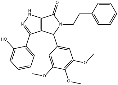 3-(2-hydroxyphenyl)-5-(2-phenylethyl)-4-(3,4,5-trimethoxyphenyl)-4,5-dihydropyrrolo[3,4-c]pyrazol-6(1H)-one Structure