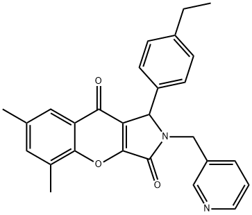 1-(4-ethylphenyl)-5,7-dimethyl-2-(pyridin-3-ylmethyl)-1,2-dihydrochromeno[2,3-c]pyrrole-3,9-dione 구조식 이미지