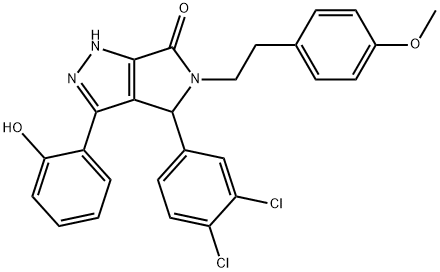 4-(3,4-dichlorophenyl)-3-(2-hydroxyphenyl)-5-[2-(4-methoxyphenyl)ethyl]-4,5-dihydropyrrolo[3,4-c]pyrazol-6(2H)-one Structure