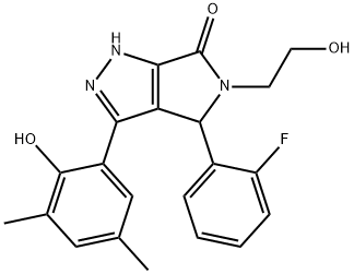4-(2-fluorophenyl)-3-(2-hydroxy-3,5-dimethylphenyl)-5-(2-hydroxyethyl)-4,5-dihydropyrrolo[3,4-c]pyrazol-6(2H)-one 구조식 이미지
