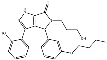 4-(3-butoxyphenyl)-3-(2-hydroxyphenyl)-5-(3-hydroxypropyl)-4,5-dihydropyrrolo[3,4-c]pyrazol-6(2H)-one Structure