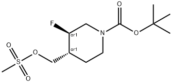 tert-부틸3-플루오로-4-((메틸술포닐옥시)메틸)피페리딘-1-카르복실레이트 구조식 이미지