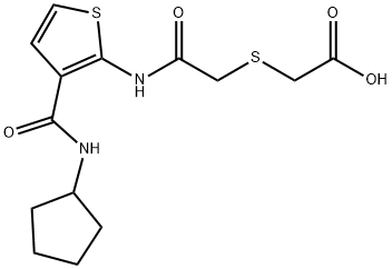 2-((2-((3-(cyclopentylcarbamoyl)thiophen-2-yl)amino)-2-oxoethyl)thio)acetic acid 구조식 이미지