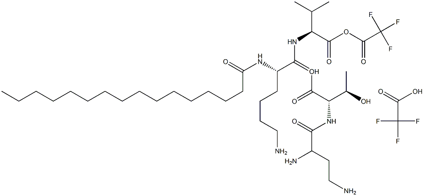 N2-(1-Oxohexadecyl)-L-lysyl-L-valyl-(2S)-2,4-diaminobutanoyl-L-threonine bis(trifluoroacetate) (salt) Structure