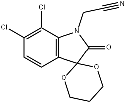 (6',7'-dichloro-2'-oxospiro[1,3-dioxane-2,3'-indol]-1'(2'H)-yl)acetonitrile Structure