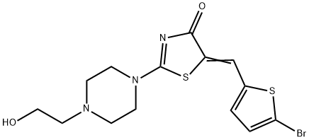 (5Z)-5-[(5-bromothiophen-2-yl)methylidene]-2-[4-(2-hydroxyethyl)piperazin-1-yl]-1,3-thiazol-4(5H)-one Structure