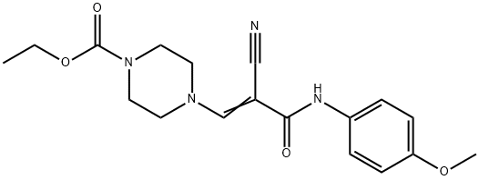 (Z)-ethyl 4-(2-cyano-3-((4-methoxyphenyl)amino)-3-oxoprop-1-en-1-yl)piperazine-1-carboxylate Structure