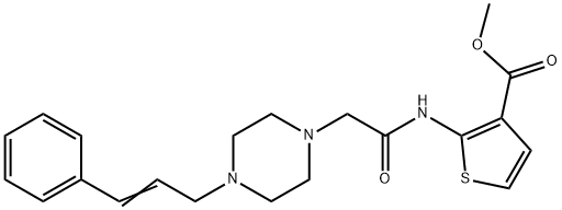 (E)-methyl 2-(2-(4-cinnamylpiperazin-1-yl)acetamido)thiophene-3-carboxylate 구조식 이미지