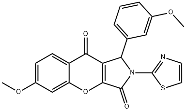 6-methoxy-1-(3-methoxyphenyl)-2-(1,3-thiazol-2-yl)-1,2-dihydrochromeno[2,3-c]pyrrole-3,9-dione 구조식 이미지