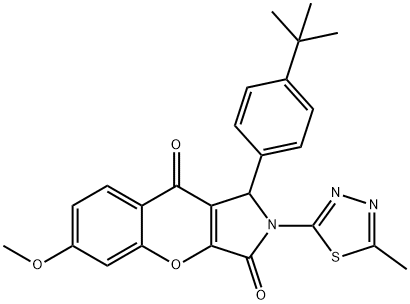 1-(4-tert-butylphenyl)-6-methoxy-2-(5-methyl-1,3,4-thiadiazol-2-yl)-1,2-dihydrochromeno[2,3-c]pyrrole-3,9-dione 구조식 이미지