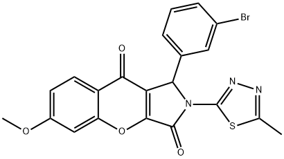 1-(3-bromophenyl)-6-methoxy-2-(5-methyl-1,3,4-thiadiazol-2-yl)-1,2-dihydrochromeno[2,3-c]pyrrole-3,9-dione 구조식 이미지