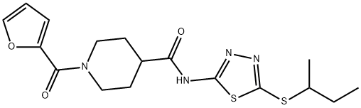 N-[5-(butan-2-ylsulfanyl)-1,3,4-thiadiazol-2-yl]-1-(furan-2-ylcarbonyl)piperidine-4-carboxamide 구조식 이미지