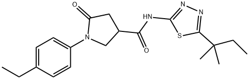 1-(4-ethylphenyl)-N-[5-(2-methylbutan-2-yl)-1,3,4-thiadiazol-2-yl]-5-oxopyrrolidine-3-carboxamide 구조식 이미지