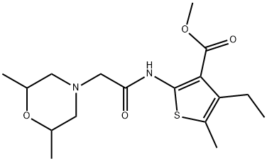 methyl 2-(2-(2,6-dimethylmorpholino)acetamido)-4-ethyl-5-methylthiophene-3-carboxylate 구조식 이미지