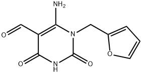 6-Amino-1-(furan-2-ylmethyl)-2,4-dioxo-1,2,3,4-tetrahydropyrimidine-5-carbaldehyde 구조식 이미지