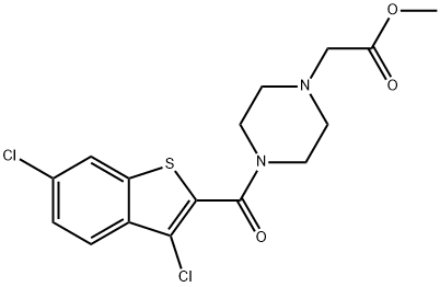 methyl 2-(4-(3,6-dichlorobenzo[b]thiophene-2-carbonyl)piperazin-1-yl)acetate 구조식 이미지