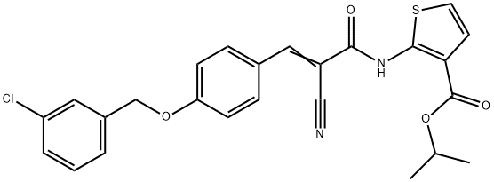 (E)-isopropyl 2-(3-(4-((3-chlorobenzyl)oxy)phenyl)-2-cyanoacrylamido)thiophene-3-carboxylate 구조식 이미지