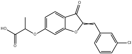 2-{[(2Z)-2-(3-chlorobenzylidene)-3-oxo-2,3-dihydro-1-benzofuran-6-yl]oxy}propanoic acid 구조식 이미지