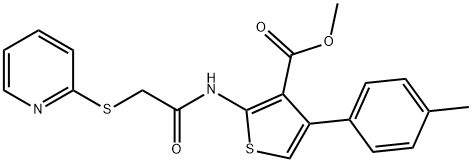 methyl 2-(2-(pyridin-2-ylthio)acetamido)-4-(p-tolyl)thiophene-3-carboxylate 구조식 이미지