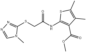 methyl 4,5-dimethyl-2-(2-((4-methyl-4H-1,2,4-triazol-3-yl)thio)acetamido)thiophene-3-carboxylate 구조식 이미지