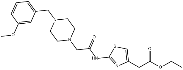 ethyl 2-(2-(2-(4-(3-methoxybenzyl)piperazin-1-yl)acetamido)thiazol-4-yl)acetate 구조식 이미지