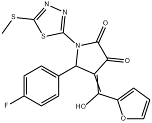 (E)-5-(4-fluorophenyl)-4-(furan-2-yl(hydroxy)methylene)-1-(5-(methylthio)-1,3,4-thiadiazol-2-yl)pyrrolidine-2,3-dione Structure