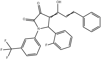 (E)-5-(2-fluorophenyl)-4-((E)-1-hydroxy-3-phenylallylidene)-1-(3-(trifluoromethyl)phenyl)pyrrolidine-2,3-dione Structure