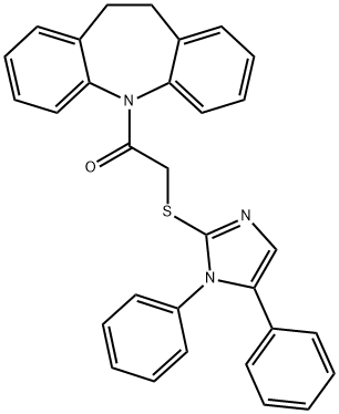 1-(10,11-dihydro-5H-dibenzo[b,f]azepin-5-yl)-2-[(1,5-diphenyl-1H-imidazol-2-yl)sulfanyl]ethanone 구조식 이미지