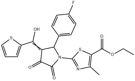 (E)-ethyl 2-(2-(4-fluorophenyl)-3-(hydroxy(thiophen-2-yl)methylene)-4,5-dioxopyrrolidin-1-yl)-4-methylthiazole-5-carboxylate 구조식 이미지