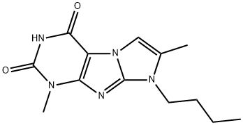 1-Butyl-2,7-dimethyl-1H,7H-1,3a,5,7,8-pentaaza-cyclopenta[a]indene-4,6-dione Structure