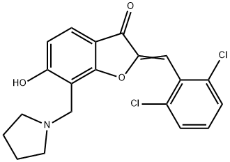 2-(2,6-dichlorobenzylidene)-6-hydroxy-7-(1-pyrrolidinylmethyl)-1-benzofuran-3(2H)-one Structure
