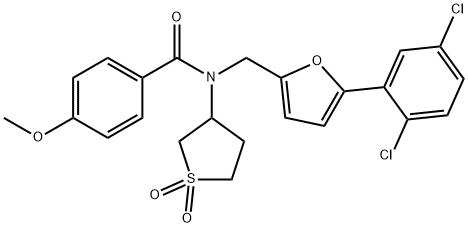 N-{[5-(2,5-dichlorophenyl)-2-furyl]methyl}-N-(1,1-dioxidotetrahydro-3-thienyl)-4-methoxybenzamide 구조식 이미지