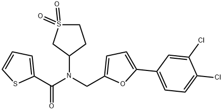 N-{[5-(3,4-dichlorophenyl)-2-furyl]methyl}-N-(1,1-dioxidotetrahydro-3-thienyl)-2-thiophenecarboxamide 구조식 이미지