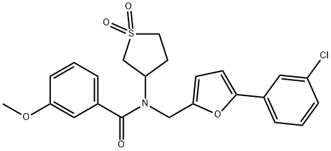N-{[5-(3-chlorophenyl)-2-furyl]methyl}-N-(1,1-dioxidotetrahydro-3-thienyl)-3-methoxybenzamide 구조식 이미지
