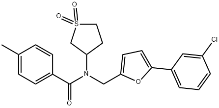 N-{[5-(3-chlorophenyl)-2-furyl]methyl}-N-(1,1-dioxidotetrahydro-3-thienyl)-4-methylbenzamide Structure