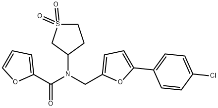 N-{[5-(4-chlorophenyl)-2-furyl]methyl}-N-(1,1-dioxidotetrahydro-3-thienyl)-2-furamide Structure