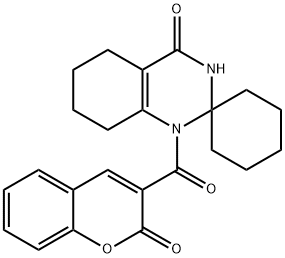 1'-[(2-oxo-2H-chromen-3-yl)carbonyl]-1',3',5',6',7',8'-hexahydrospiro[cyclohexane-2,2'-quinazoline]-4'-one Structure