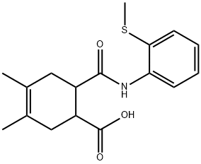 3,4-dimethyl-6-((2-(methylthio)phenyl)carbamoyl)cyclohex-3-enecarboxylic acid Structure