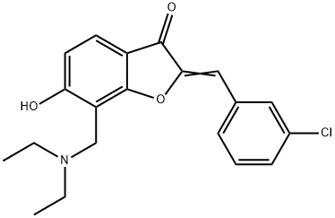 2-(3-chlorobenzylidene)-7-[(diethylamino)methyl]-6-hydroxy-1-benzofuran-3(2H)-one Structure