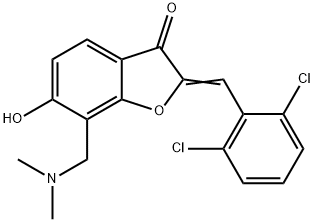 2-(2,6-dichlorobenzylidene)-7-[(dimethylamino)methyl]-6-hydroxy-1-benzofuran-3(2H)-one 구조식 이미지