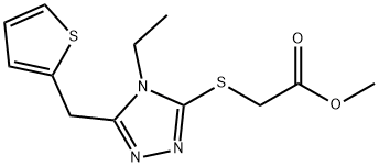 methyl 2-((4-ethyl-5-(thiophen-2-ylmethyl)-4H-1,2,4-triazol-3-yl)thio)acetate 구조식 이미지