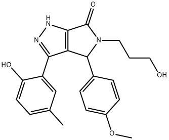 3-(2-hydroxy-5-methylphenyl)-5-(3-hydroxypropyl)-4-(4-methoxyphenyl)-4,5-dihydropyrrolo[3,4-c]pyrazol-6(2H)-one Structure