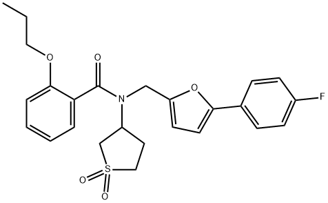 N-(1,1-dioxidotetrahydro-3-thienyl)-N-{[5-(4-fluorophenyl)-2-furyl]methyl}-2-propoxybenzamide 구조식 이미지