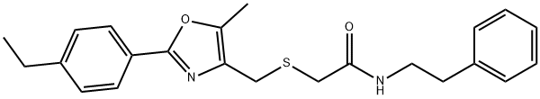 2-[[[2-(4-ethylphenyl)-5-methyl-4-oxazolyl]methyl]thio]-N-(2-phenylethyl)acetamide Structure